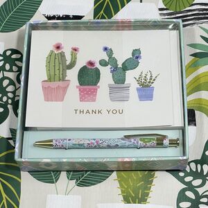 Clementine Cactus Thank You Cards and Pen Set of 16 Cards & Envelopes Succulents